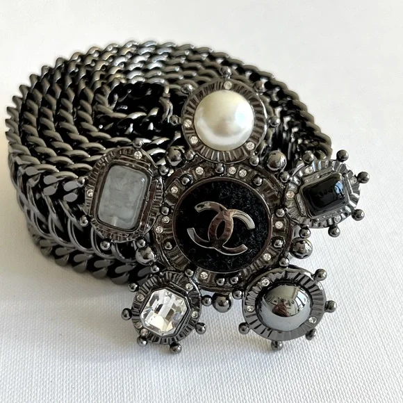 CHANEL | Accessories | Chanel Ruthenium Jewelry Belt Silver  display picture 3